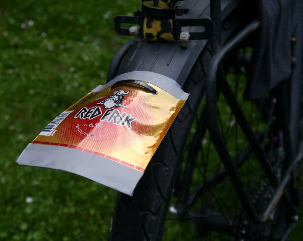 Beer can mudguard - this was a very tasty brew!